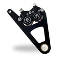 PM, Right front 4-p caliper bracket, 11.5". Black