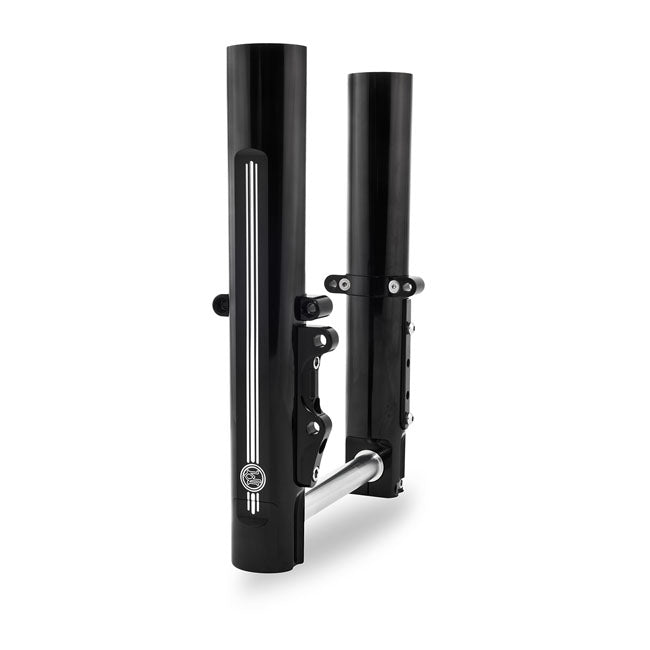 PM, Lower leg assembly, dual disc. Black contrast cut — 14-16 FLT/Touring (NU)