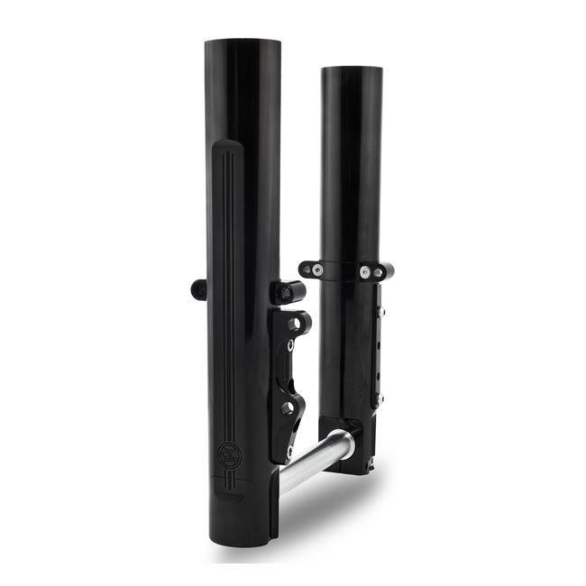 PM, Lower leg assembly, single disc. Black — 14-16 FLT/Touring (NU)