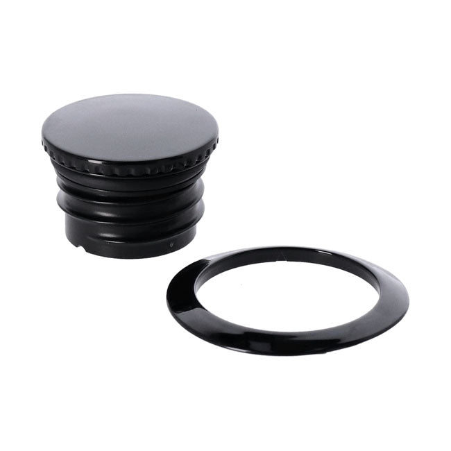 Pop-up gas cap. Black — Touring M8: 21-23 FLHXS; 22-23 FLHXST; 21-23 FLTRXS; 2021 FLTRXSE; 22-23 FLTRXST (NU).  Twin Cam 11-17 FLSTNSE; 11-13 FXS Blackline; 2017 FXSE Blackline; 11-13 FXSB/SE (NU).