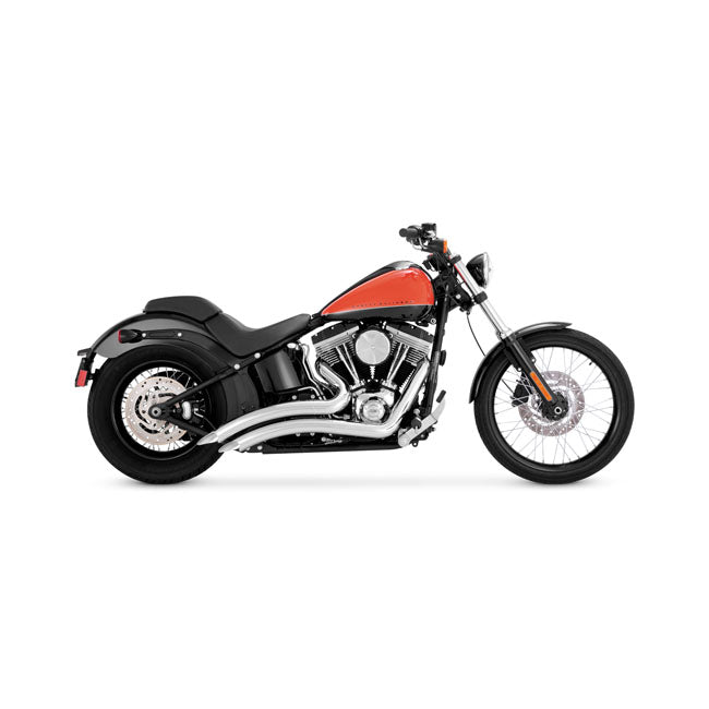 Vance & Hines, Big radius PCX exhaust. chrome — Softail: 86-17 Slim; Slim S; Fat Boy; Fat Boy S; Heritage; Deluxe; FXSTD; 10-11 CVO Convertible (excl. 08-11 FXCW/C; 2009 CVO Softail; 13-17 Breakout models)