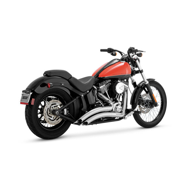 Vance & Hines, Big radius PCX exhaust. chrome — Softail: 86-17 Slim; Slim S; Fat Boy; Fat Boy S; Heritage; Deluxe; FXSTD; 10-11 CVO Convertible (excl. 08-11 FXCW/C; 2009 CVO Softail; 13-17 Breakout models)