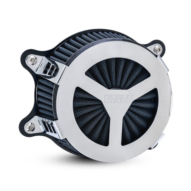 Vance & Hines, VO2 Radiant III air intake. Chrome — 16-17 Softail; 11-15 CVO Softail; 16-17 FXDLS; 08-16 FLT/Touring; Trike. (e-throttle models) (NU)