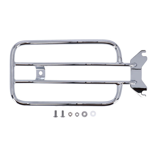 Solo seat luggage rack, 7". Chrome — 18-20 FXFB Fat Bob 107. With solo seat