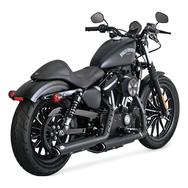 Vance & Hines, Twin slash 3" slip-on PCX mufflers. black — 14-20 XL Sportster