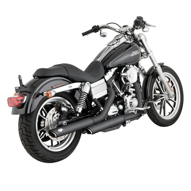 Vance & Hines, 3" twin slash slip-on PCX mufflers. black — Dyna: 91-17 Dyna (excl. 10-11 CVO Fat Bob; 08-16 Fat Bob; Wide Glide; 12-16 FLD Switchback; 2017 FXLRS Low Rider S)