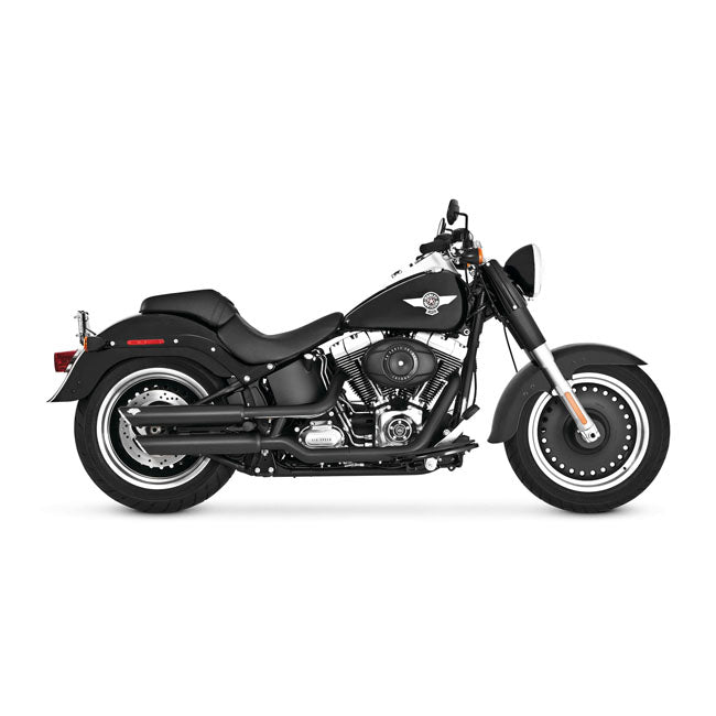 Vance & Hines, 3" twin slash slip-on PCX mufflers. black — Softail: 07-17 FLSTF; 10-17 FLSTFB; 00-07 FXSTD; 07-08 Softail CVO. (International models may require minor mount bracket modification)