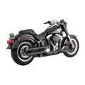 Vance & Hines, 3" twin slash slip-on PCX mufflers. black — Softail: 07-17 FLSTF; 10-17 FLSTFB; 00-07 FXSTD; 07-08 Softail CVO. (International models may require minor mount bracket modification)