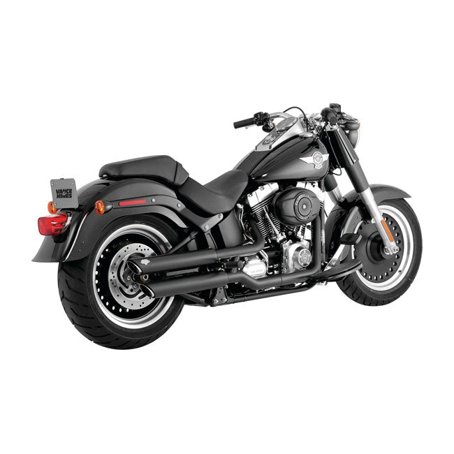 Vance & Hines, 3" twin slash slip-on PCX mufflers. black — Softail: 07-17 FLSTF; 10-17 FLSTFB; 00-07 FXSTD; 07-08 Softail CVO. (International models may require minor mount bracket modification)