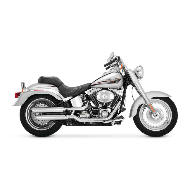 Vance & Hines, 3" twin slash slip-on PCX mufflers. chrome — Softail: 07-17 FLSTF; 10-17 FLSTFB; 00-07 FXSTD; 07-08 Softail CVO. (International models may require minor mount bracket modification)