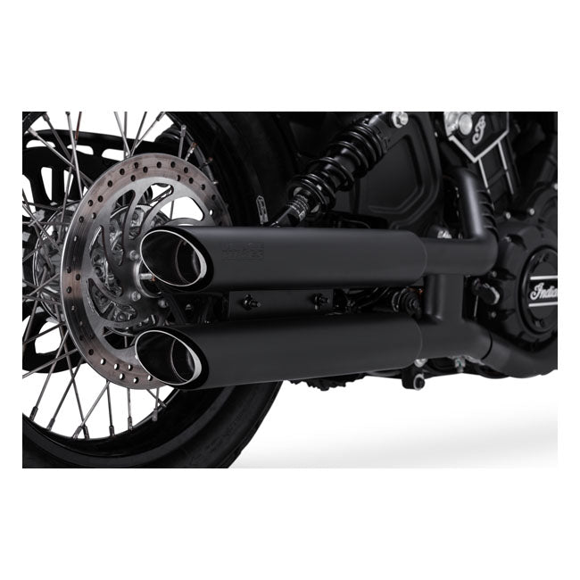Vance & Hines, Twin slash 3" slip-on PCX mufflers. black — 2015-2022 Indian Scout