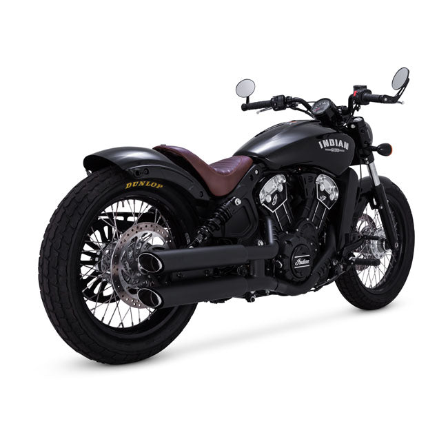 Vance & Hines, Twin slash 3" slip-on PCX mufflers. black — 2015-2022 Indian Scout