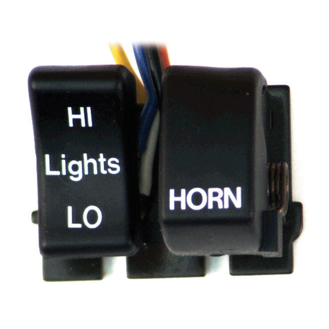 Hi/Low/horn, handlebar switch set. Black — 82-95 H-D (NU)