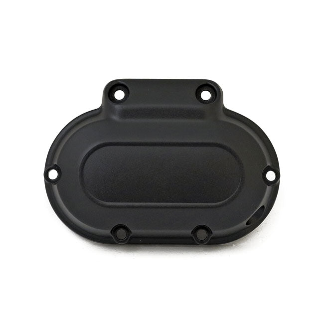 Transmission end cover smooth, cable clutch. Black — 07-17 Softail; 06-17 Dyna; 07-13 (NU) FLT/Touring; 14-16 (NU) FLHR/C FLT/Touring without fairings