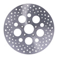 Brake rotor L/R front, 11.5" drilled stainless — 00-14 Softail; 00-05 Dyna; 00-07 FLT/Touring; 00-13 XL Sportster; 08-12 XR1200 (NU)