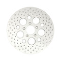 Brake rotor L/R front, 11.5" drilled stainless — 00-14 Softail; 00-05 Dyna; 00-07 FLT/Touring; 00-13 XL Sportster; 08-12 XR1200 (NU)
