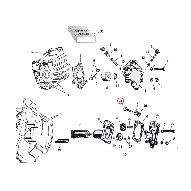 Chain oiler adj.screw. (hex head)