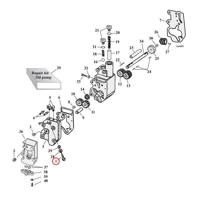 Chain oiler adj.screw. (hex head)