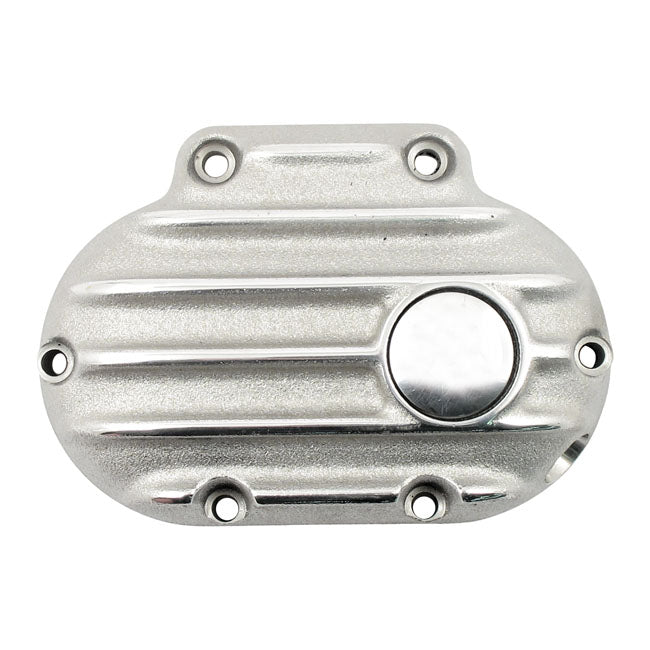 EMD transmission end cover, cable clutch. Semi-polished — 07-17 Softail; 06-17 Dyna; 07-13 (NU) FLT/Touring; 14-16 (NU) FLHR/C FLT/Touring without fairings