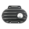 EMD transmission end cover, cable clutch. Black Cut — 07-17 Softail; 06-17 Dyna; 07-13 (NU) FLT/Touring; 14-16 (NU) FLHR/C FLT/Touring without fairings