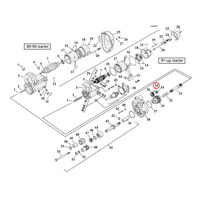 Roller, starter motor clutch