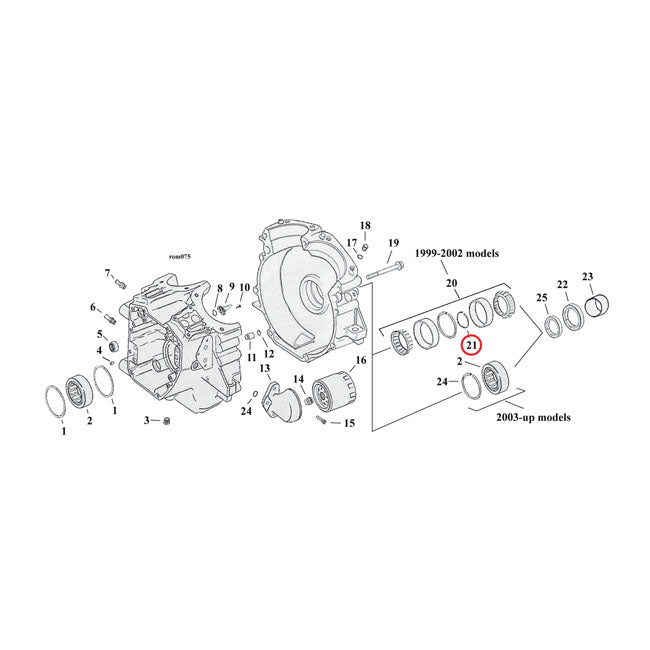 Sprocket shaft bearing spacer shim .104" — 69-02 Big Twin; Twin Cam B (NU)