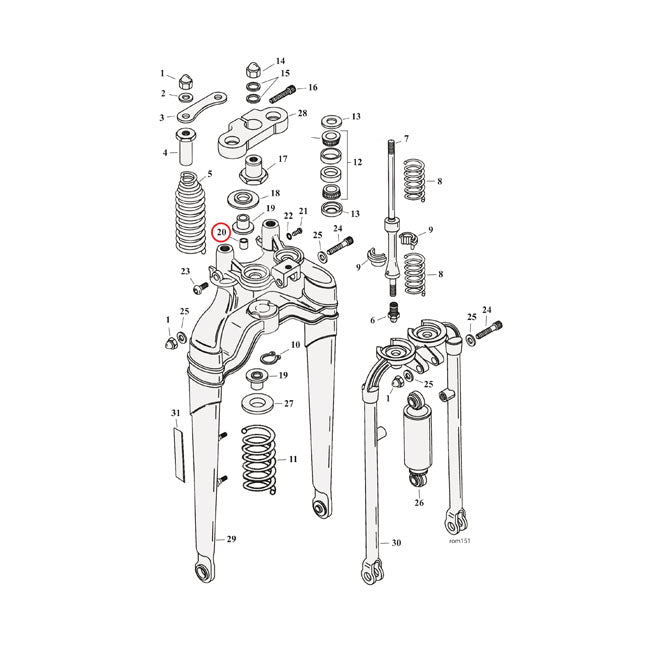 Bushing spring rod Softail springer fork
