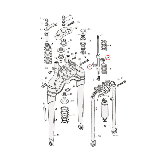 Spring seat & travel bumper kit, Softail Springer fork