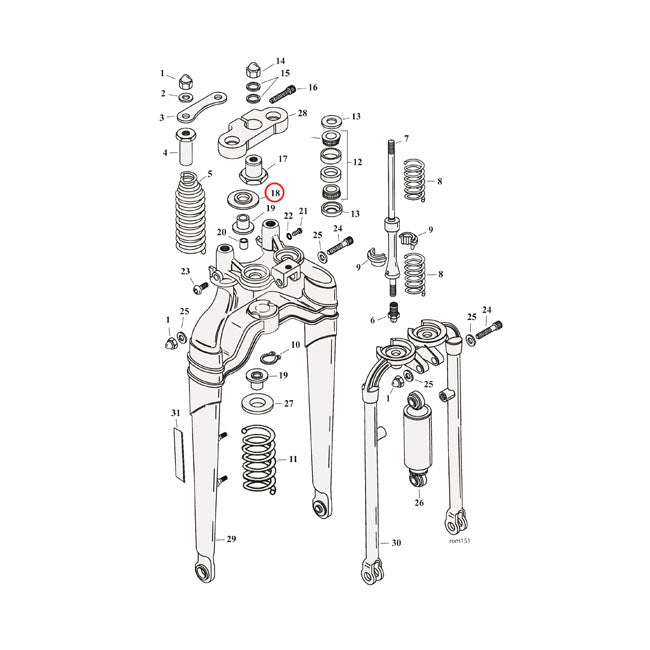 Spring cup rebound spring, Softail Springer