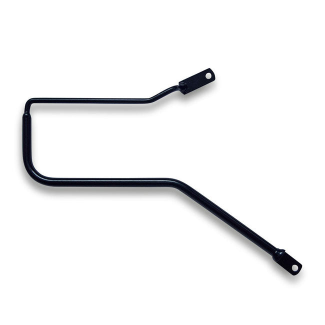 LongRide, saddlebag holder. Black — Triumph: 2022 Bonneville T100; T120 - Street Twin - Street Cup. Thruxton; Speed Twin: use the delivered extenders at top side of brackets.