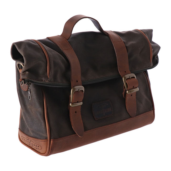 Longride, click-on Old Chopper saddlebag waxed cotton. Khaki — Universal