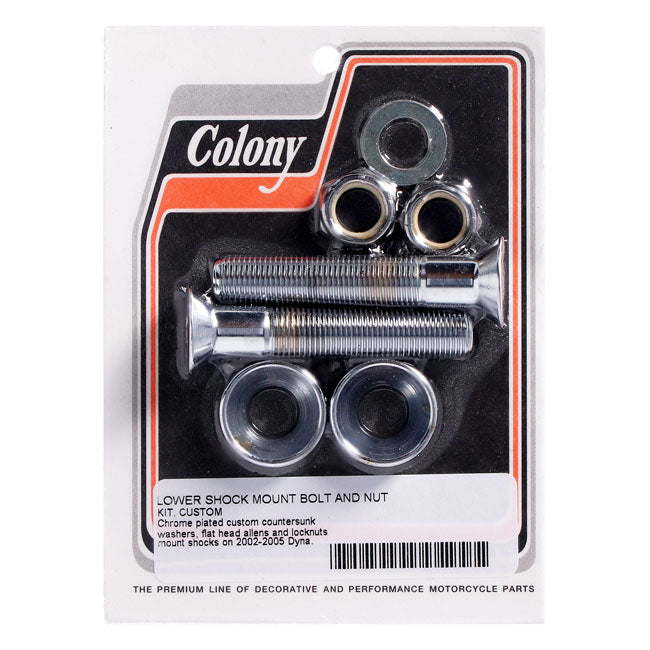 Colony, lower Dyna shock mount  kit. Chrome — 02-05 Dyna (NU)