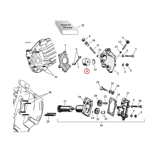Holder, feed pump vane — 37-40 WL. UL SIDEVALVE; 52-73 G/GE (NU)
