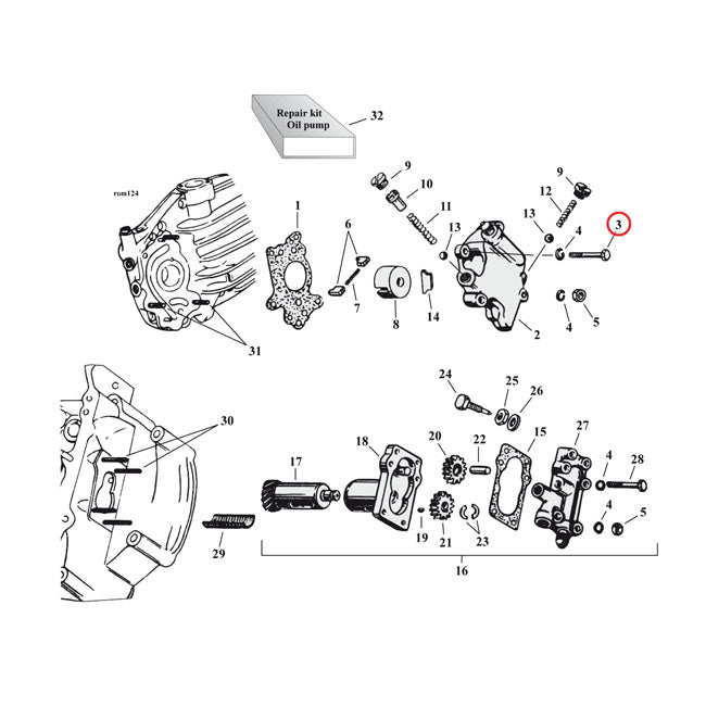 Hex bolt, oil pump