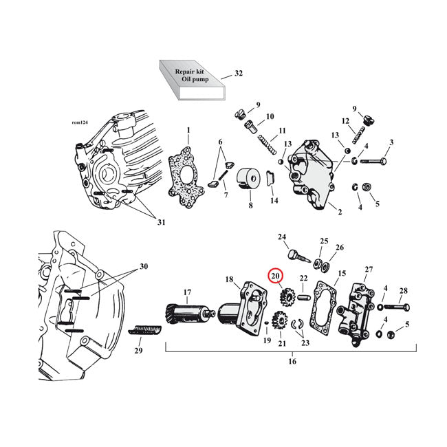 Idler gear, scavenge oil pump