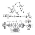 Clutch hub bearing, without rollers