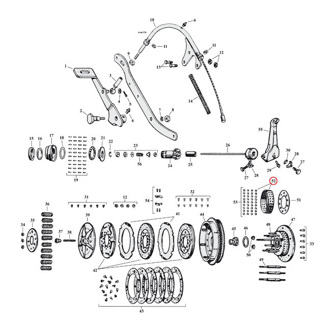 Clutch hub bearing, without rollers