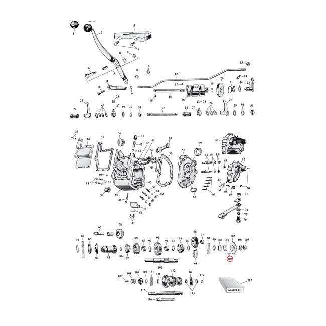 Woodruff key, transmission sprocket