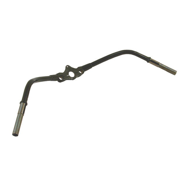 Early springer handlebar, offset, black — All early H-D with OEM or reproduction negative off-set Springer forks