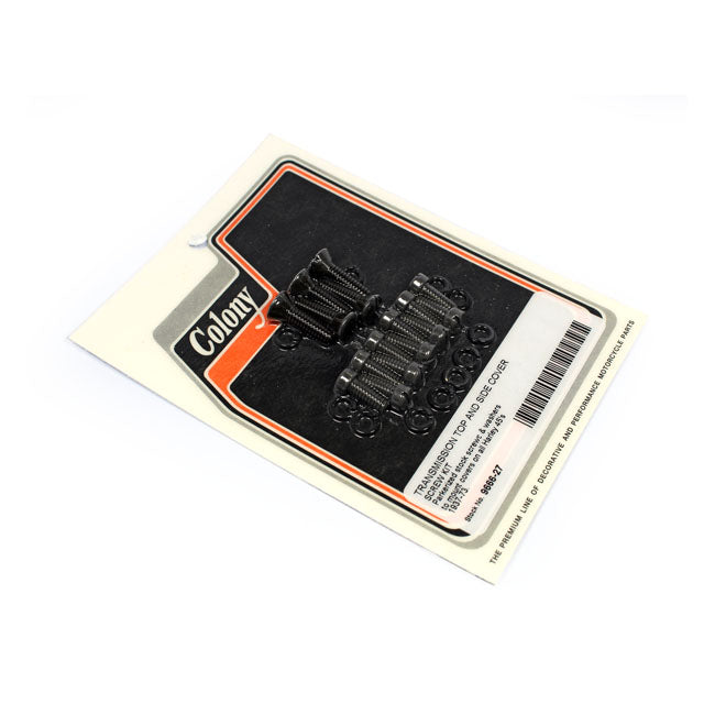 Colony, transmission top & side cover screw kit. Black