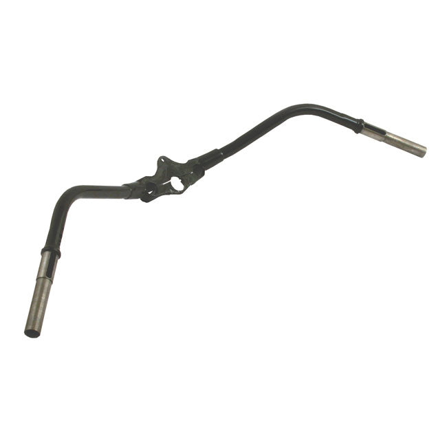 Early springer handlebar, offset, black — All early H-D with OEM or reproduction negative off-set Springer forks