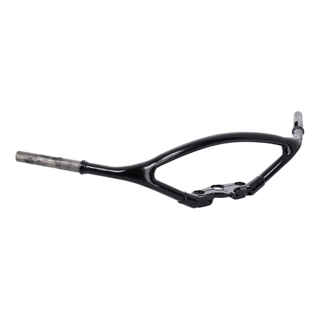 Early springer handlebar, offset, black — All early H-D with OEM or reproduction negative off-set Springer forks