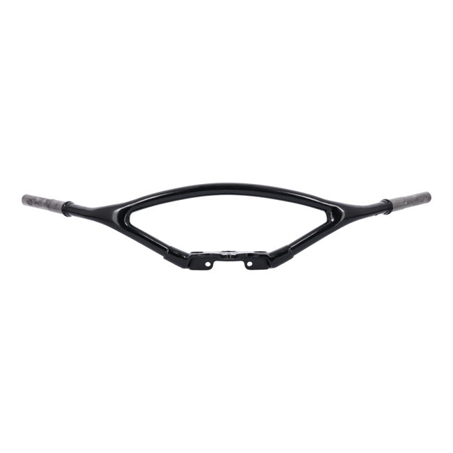 Early springer handlebar, offset, black — All early H-D with OEM or reproduction negative off-set Springer forks
