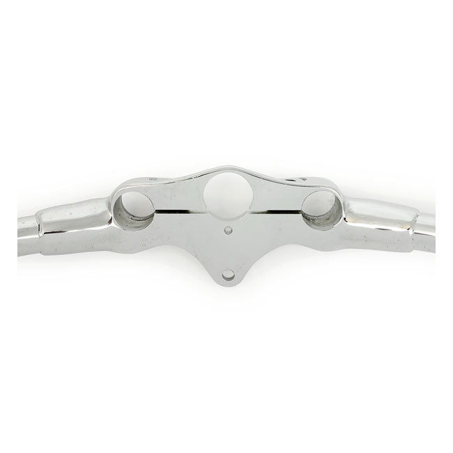 Early springer handlebar, offset, chrome — Custom H-D with early OEM or reproduction negative off-set Springer fork
