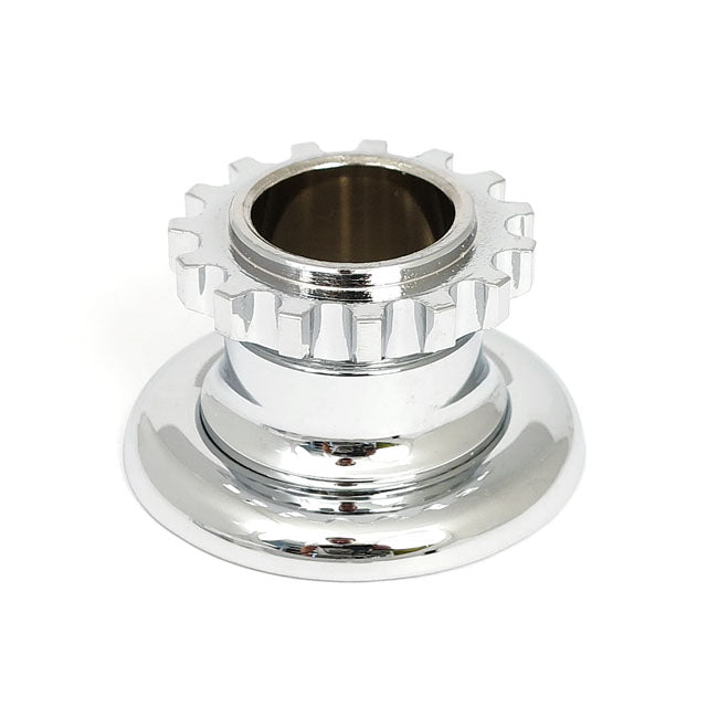 Stem crown nut, Springer forks. Chrome — 39-48 Big Twin with early Springer forks with late style Timken conical bearings (NU)