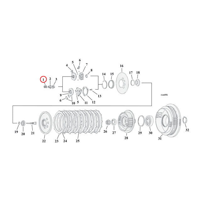 Spring, clutch adjustment — 94-22 XL Sportster; 08-12 XR1200 (NU)