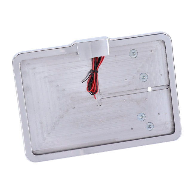 CPV, ''slide-in'' license plate bracket. Side mount, polished — 91-17 Dyna (NU)