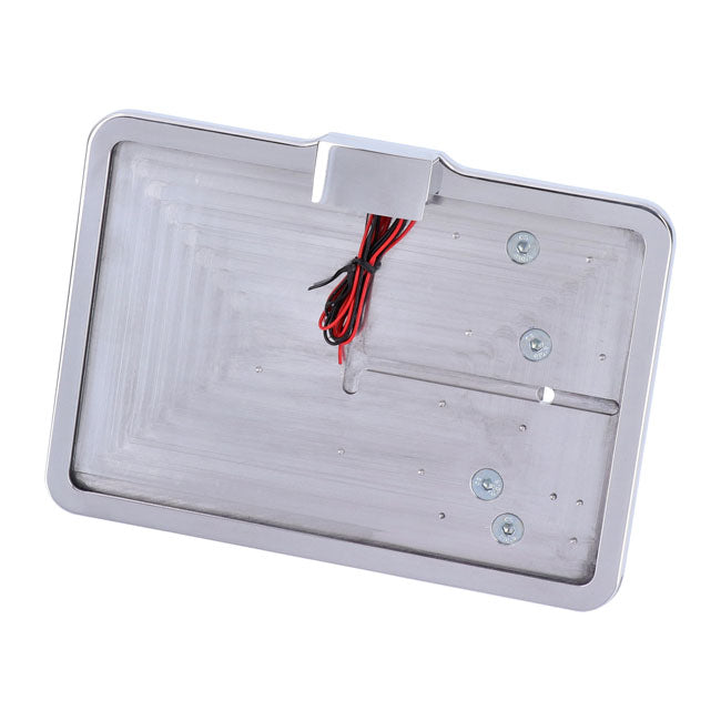 CPV, ''slide-in'' license plate bracket. Side mount, polished — 91-17 Dyna (NU)