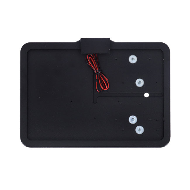 CPV, ''slide-in'' license plate bracket. Side mount, black — 91-17 Dyna (NU)