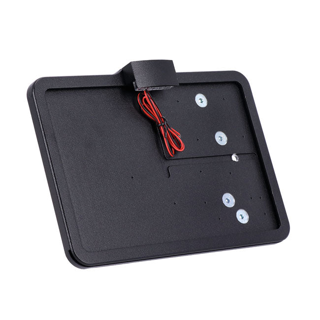 CPV, ''slide-in'' license plate bracket. Side mount, black — 91-17 Dyna (NU)